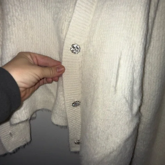 Marled Cream Cardigan Sweater - Picture 3 of 4